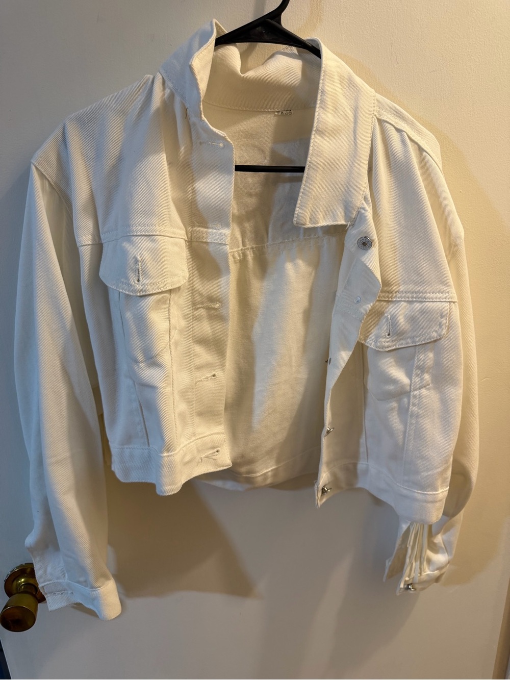 Cropped White Women's Fringe Denim Jacket
